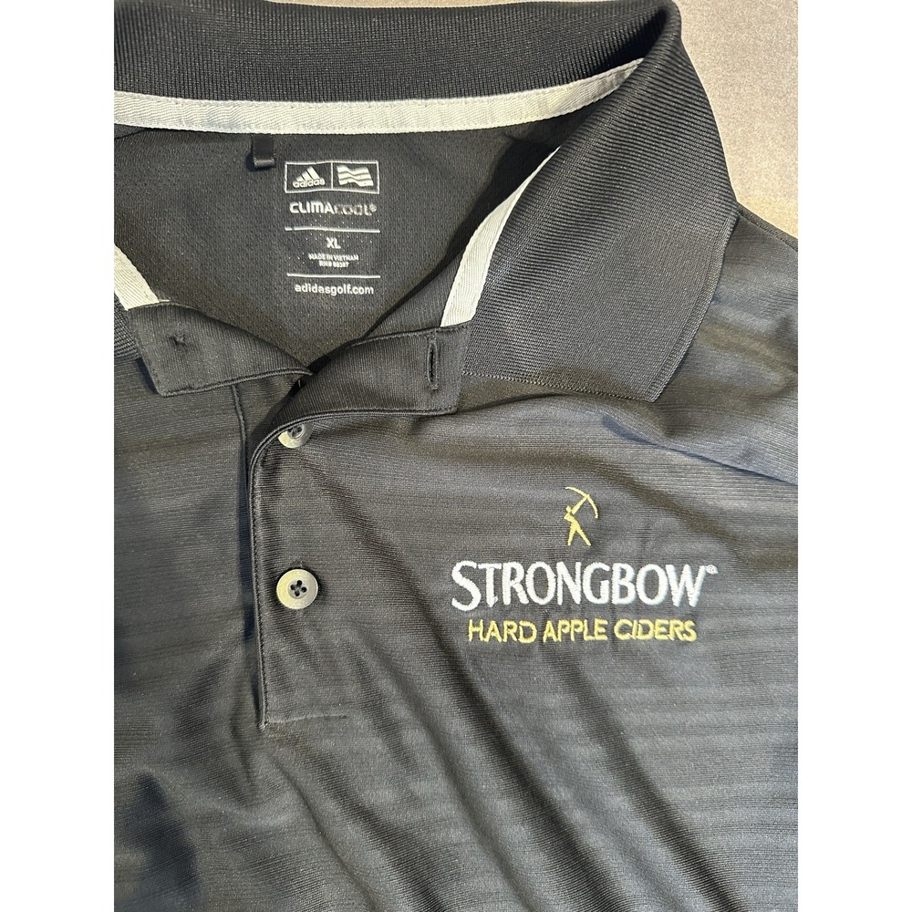 Adidas Strongbow Hard Apple Ciders Polo Shirt XL ClimaCool Black Promo Golf - Picture 2 of 5